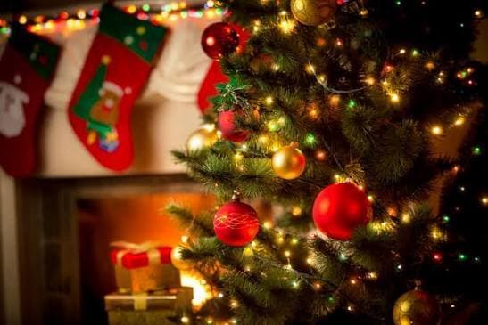 Decorated New Year tree in a living room